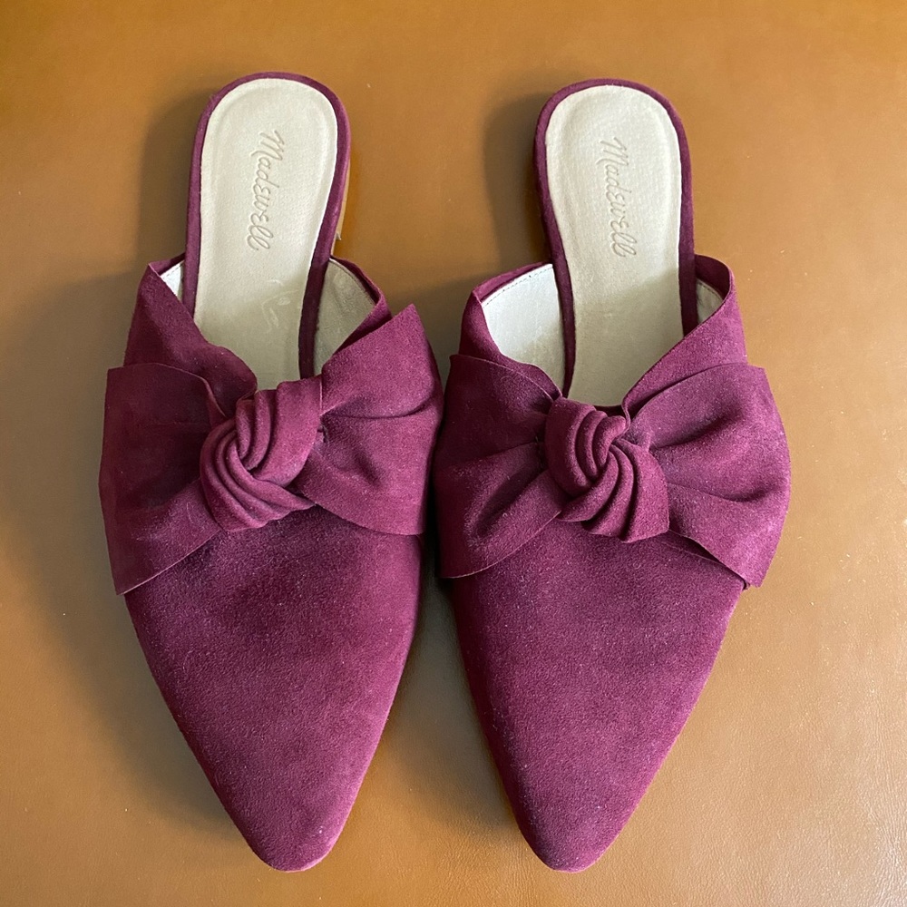 New Madewell Wine Suede Slides